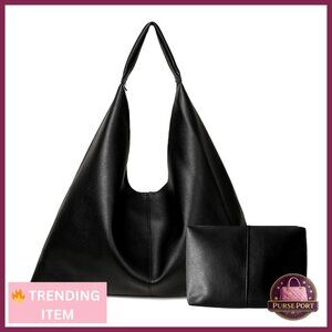 Vegan Leather Tote Bag, Oversized Hobo, Large Work Purse